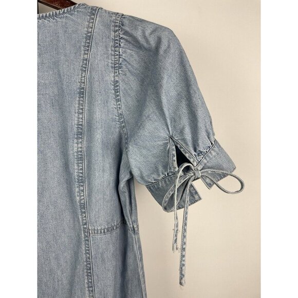 Madewell Light Blue Wash‎ Button-Front Short Sleeve Mini Denim Dress Size 0 - Picture 9 of 9